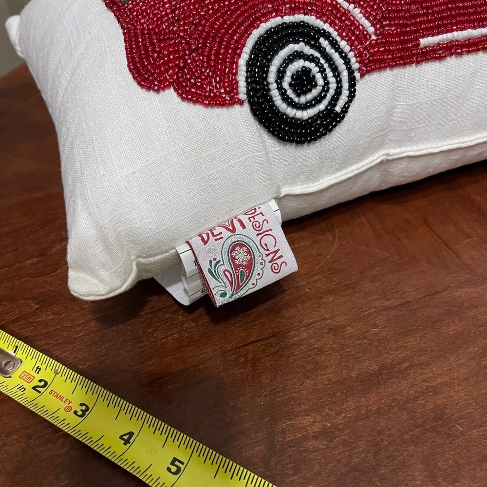 New Farmhouse CHRISTMAS beaded Accent PILLOW